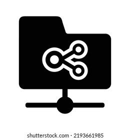 File, folder, share, sharing icon. Black vector illustration.