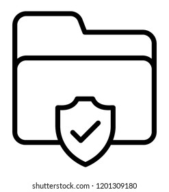 File folder with shield depicting icon for data security 
