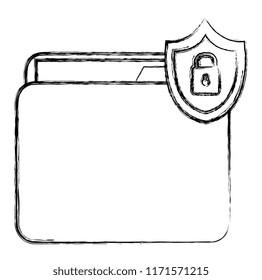 file folder with shield padlock