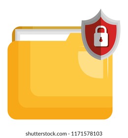 file folder with shield padlock