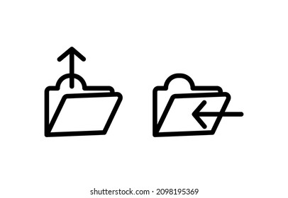File folder simple private collection icon set. Upload linear download and upload file types vector. Design element linear icon symbol. Editable linear icon set.