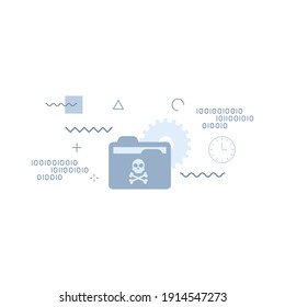 Datei-Ordner mit einem Schädel Symbol-Banner-Konzepte. Moderner Dateiordner mit einem übersichtlichen Vektorgrafik-Konzept.Einfaches Vektorsymbol. Design für Web UI, mobile App, Banner, Poster.