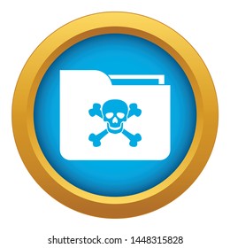 File folder with a skull icon blue vector isolated on white background for any design