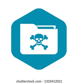 File folder with a skull icon in simple style isolated on white background