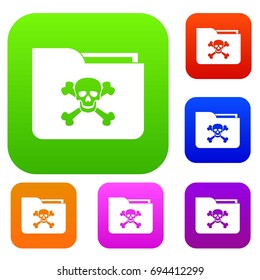 File folder with a skull set icon in different colors isolated vector illustration. Premium collection