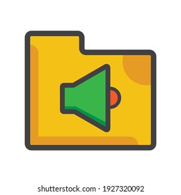 file folder with sound icon. file folder illustration. Flat vector icon. can use for, icon design element,ui, web, app.