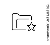 File folder and star. Approved documents, archives added to favorites. Pixel perfect, editable stroke vector icon