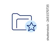 File folder and star. Approved documents, archives added to favorites. Pixel perfect, editable stroke vector icon