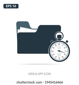 File Folder with stopwatch icon for ui and ux, website or mobile application. Deadline Concept. vector illustration