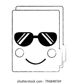 file folder with sunglasses kawaii icon image 