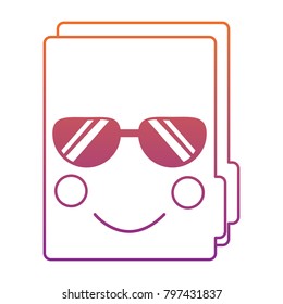 file folder with sunglasses kawaii icon image 