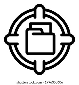 Icono de destino de carpeta de archivos. Símbolo de vector de carpeta de archivos de esquema para diseño web aislado en fondo blanco