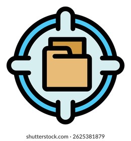 File folder target icon. Outline File folder target vector icon for web design isolated on white background color flat