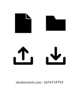 File Folder Upload and Download Icon Set for Modern Web System