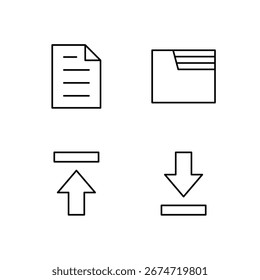 File Folder Upload and Download Icon Set for Modern Web System