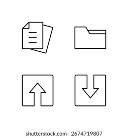 Conjunto de Ícones de Carregamento e Download de Pasta de Arquivos para Sistema Web Moderno