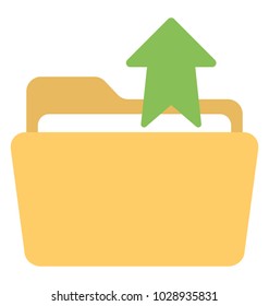 
File folder with upward arrow, file uploading flat icon
