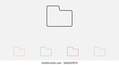 File folder vector icon. Outline icon. Set of colorful flat design icons