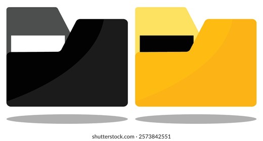 File folder vector icon set. Computer folder icon. Document in folder icon. Computer document, data, information folder symbol. Vector illustrator. 