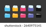 File folder vector icons. File folder in flat style. File folders. Yellow Folder icons isolated 