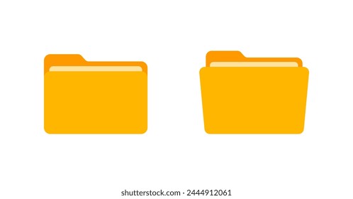 File folder vector icons. File folder in flat style. File folders. Yellow Folder icons