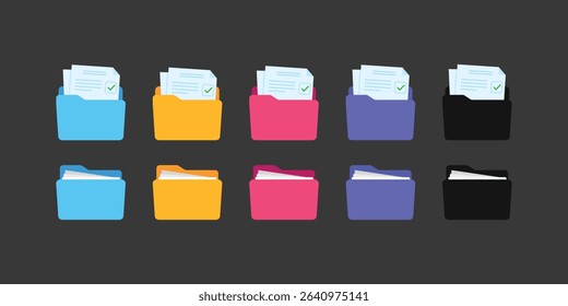 File folder vector icons. File folder in flat style. File folders. Yellow Folder icons isolated 