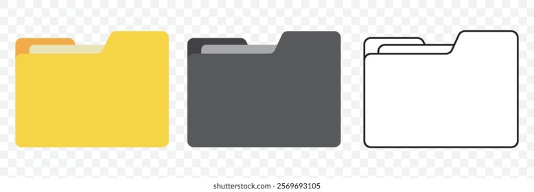 File folder vector icons. File folders. File folder buttons. File vector icons. Folder in flat style. Yellow folder icons. eps 10.