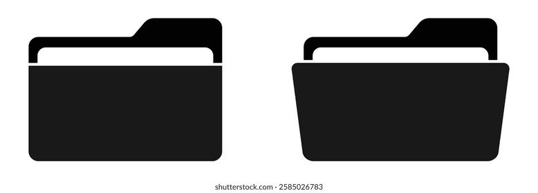 File folder vector icons. File folders icon. File folder icon set isolated on white background.