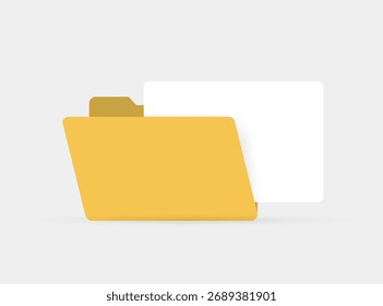 File folder vector illustration opens yellow tabbed directory revealing blank document space, ideal for data organization and digital storage concepts in business workflows