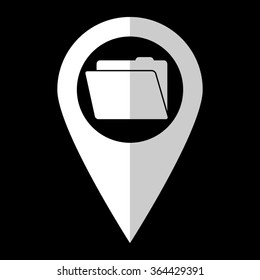 File Folder - white vector icon;  map pointer
