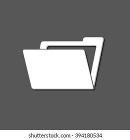 File Folder - white vector icon  with shadow