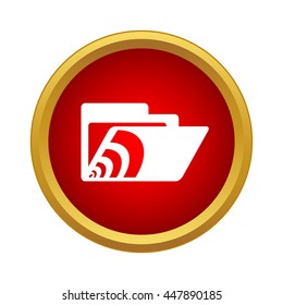 File folder with wi fi sign icon in simple style on a white background