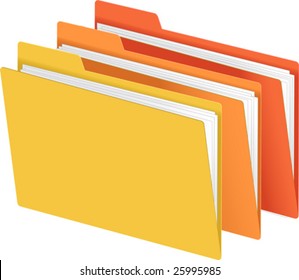 Carpetas de archivos en la ilustración de vectores de colores brillantes