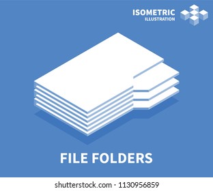 File folders icon. Isometric template for web design in flat 3D style. Vector illustration.