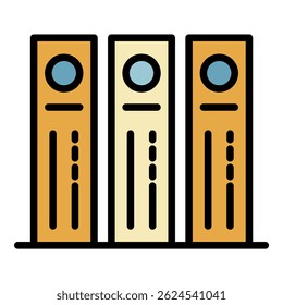 File folders icon. Outline file folders vector icon color flat isolated