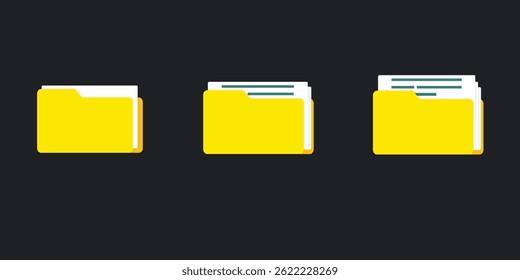 File folders icons set. Data file folders. Vector illustration. 