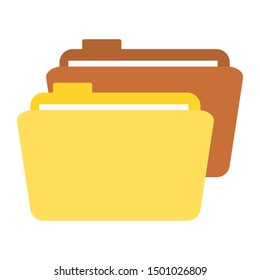 file folders with white paper; file document and task icon isolated on white background. vector illustration