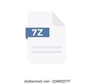File format 7Z logo design. Document file icon, internet, extension, sign, type, presentation, graphic, application. Element for applications, web sites, data services vector design and illustration.