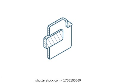 file format, document isometric icon. 3d vector illustration. Isolated line art technical drawing. Editable stroke