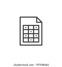 File format document line icon, outline vector sign, linear style pictogram isolated on white. Symbol, logo illustration. Editable stroke