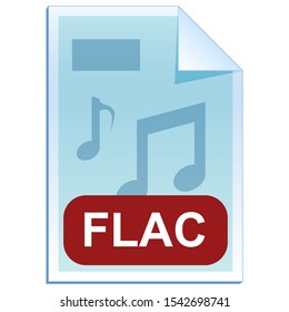 File format or file extension of  audio - FLAC Free Lossless Audio Codec flat icon for user interface applications and websites isolated on white background. Vector illustration