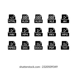 Formato de archivo o paquete de iconos de extensión con vector completo en EPS, se puede usar para cualquier propósito como un sitio web o aplicación.