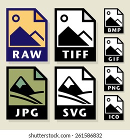 File format or file extension icons set, vector illustration