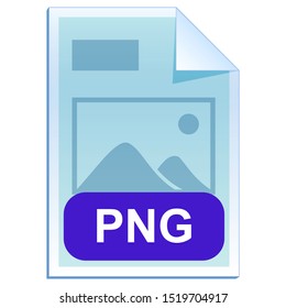 File format or file extension of  image - PNG flat icon for user interface applications and websites isolated on white background. Vector illustration