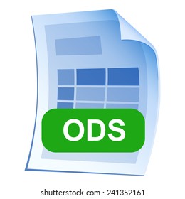 File format or file extension ODS icon for interface applications and websites isolated on white background. Vector illustration