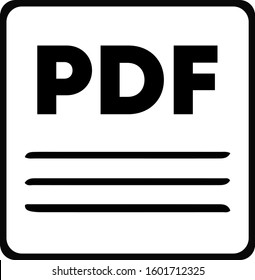 File format or file extension PDF icon for interface applications and websites isolated on white background. Vector illustration