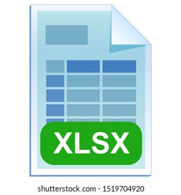 File format or file extension of  spreadsheet - XLSX flat icon for user interface applications and websites isolated on white background. Vector illustration