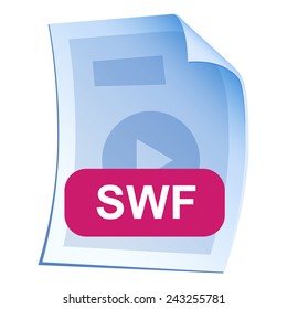 File format or file extension SWF icon for interface applications and websites isolated on white background. Vector illustration