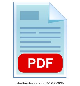 File format or file extension of text document - PDF flat icon for user interface applications and websites isolated on white background. Vector illustration