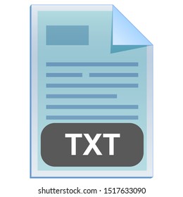 File format or file extension of text - TXT flat icon for user interface applications and websites isolated on white background. Vector illustration